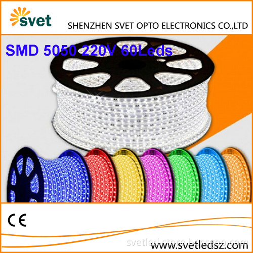 Outdoor Cuttable Led Strip Light 220V 5050 10mm 60Leds Cold White